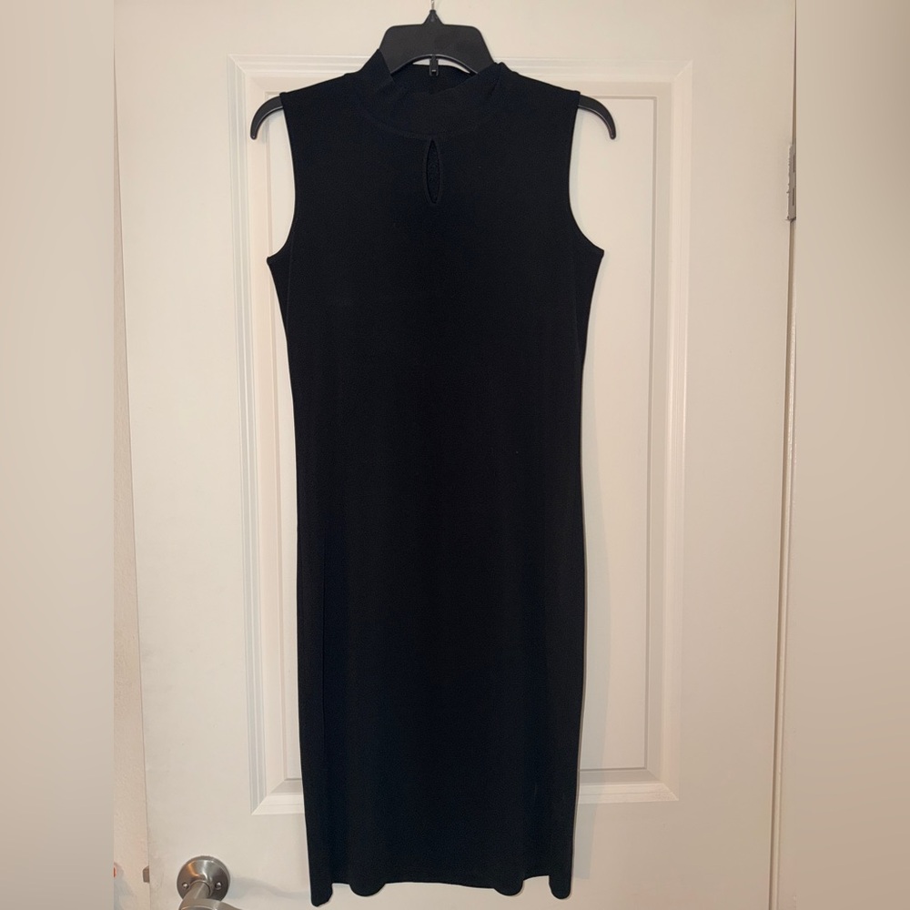 Misook Classic Black Midi Dress